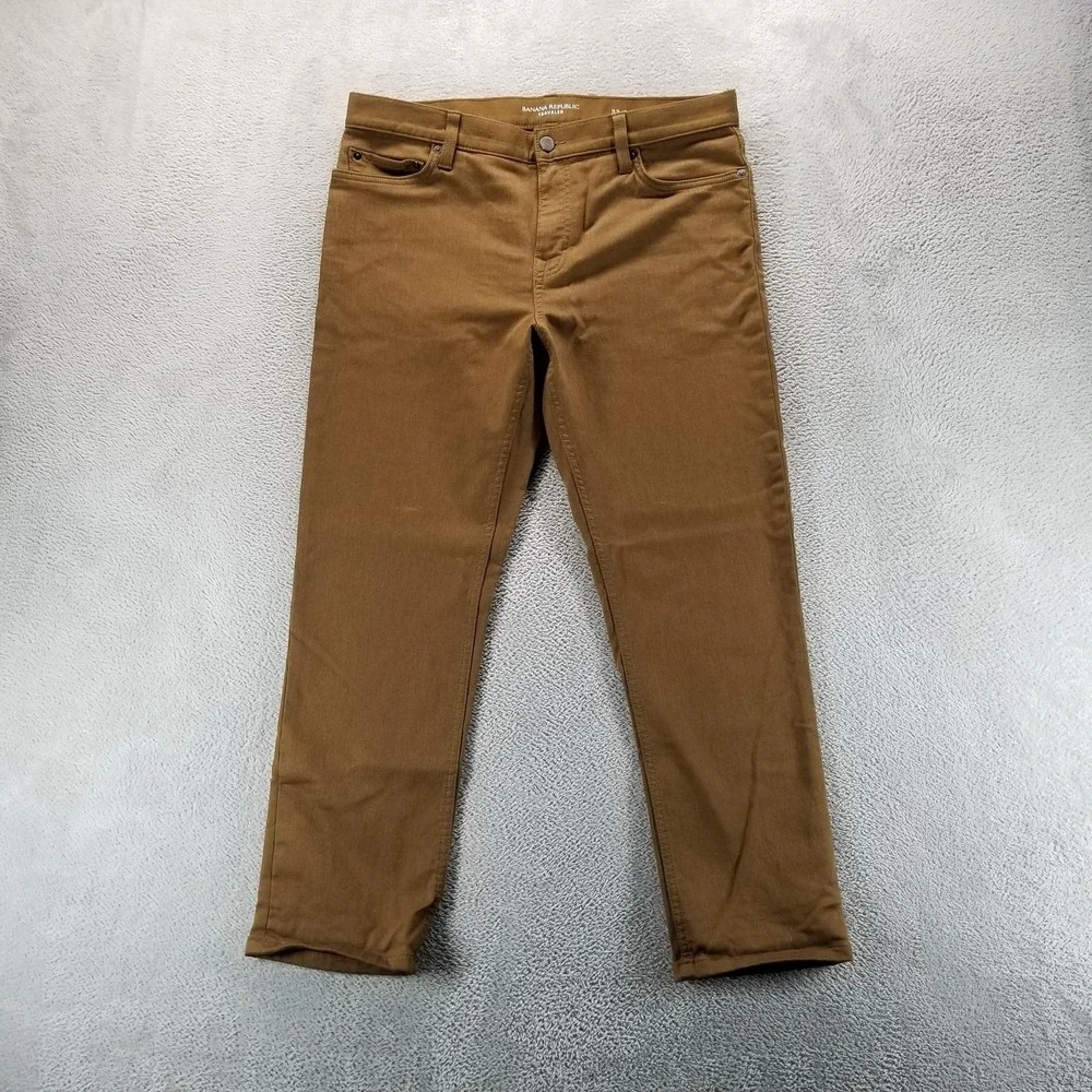 Banana Republic Traveler Jeans Mens 33x30 Brown Slim Tapered Stretch‎ Comfort